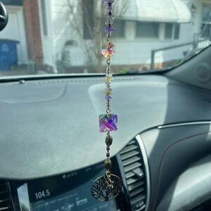Beaded Car Charm with Tree of Life Pendant